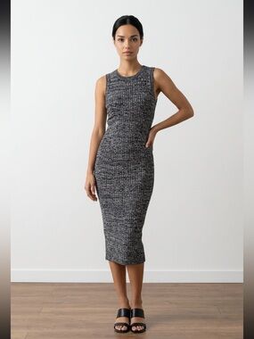 Dynamite Black and Gray Ribbed Midi Dress